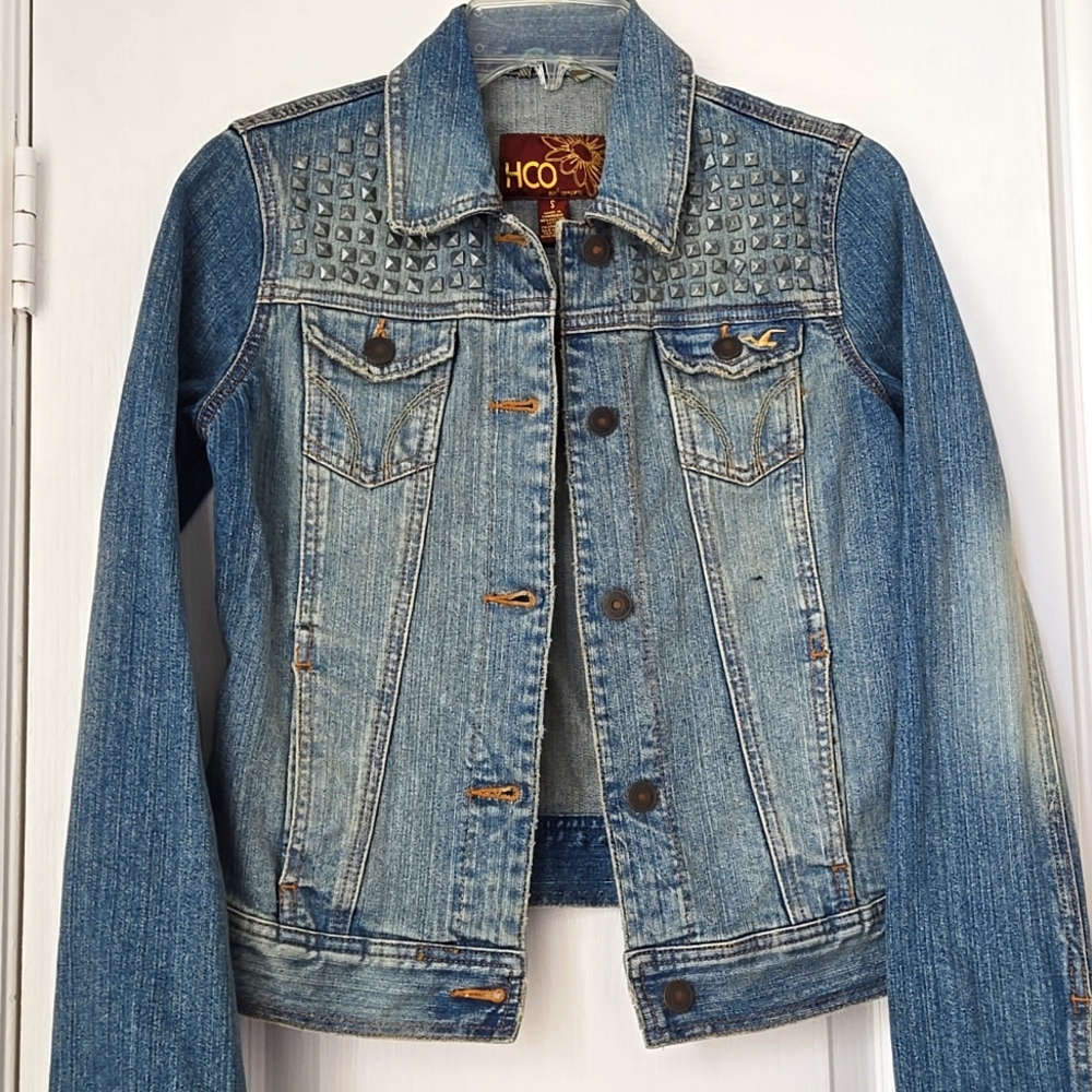 Hollister HCO Stretch Studded Denim Jacket - size S women - NWT